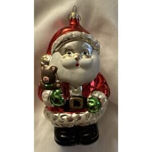 Kurt Adler Mercury Hand Blown Hand Painted Glass Santa Claus Christmas Ornament